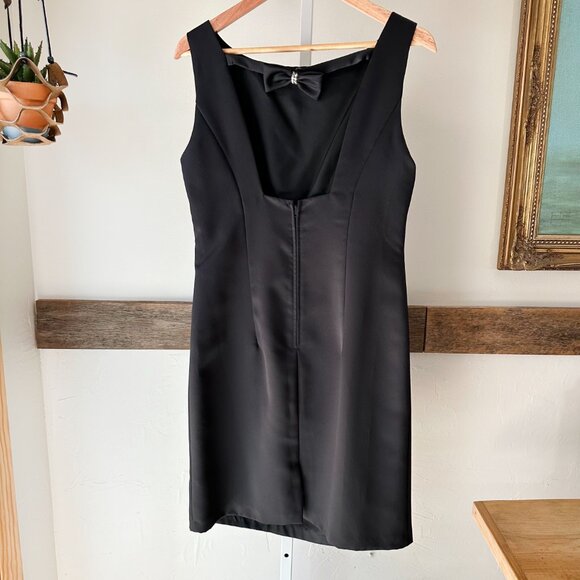 Vintage Niki Livas Black Satin Dress Rhinestone Bow in Back 12 Original USA - Picture 8 of 8